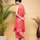 InWeave Women's Red Lurex Short Pallazo Kurta Set - Swadesiicart