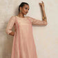 trueBrowns Blush Pink Tissue A-line Kurta Set | Swadesiicart