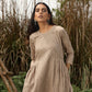 trueBrowns Khaki Cotton Embroidered Co-ord Set - Swadesiicart