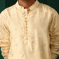 trueBrowns Men's Ivory Geometric Floral Viscose Silk Long Kurta | Swadesiicart