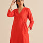 trueBrowns Orange Dupion Blend Angrakha Kurta Pant Set | Swadesiicart
