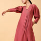 trueBrowns Cotton Linen Rust Red Kurta Pant Set | Swadesiicart