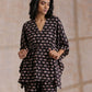 trueBrowns Black Elephant Bagru Print Cotton Kaftan Co-Ord Set - Swadesiicart