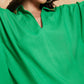 InWeave Women's Parrot Green Solid Collar Neck Boho Top Bottom Set - Swadesiicart