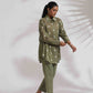 trueBrowns Olive Green Cotton Floral Embroidered Co-ord Set - Swadesiicart
