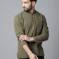 Indian Clothing Even Apparels Green Pure Cotton Kurta With Band Collar | Swadesiicart