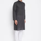 Even Apparels Grey Pure Cotton Kurta With Band Collar | Swadesiicart