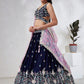 House of Panchhi Navy Blue Georgette Sequins, Mirror And Thread Embroidery Lehenga Choli & Dupatta | Swadesiicart