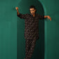 trueBrowns Men's Black Tonal Ikat Muslin Silk Printed Co-ord Set - Swadesiicart
