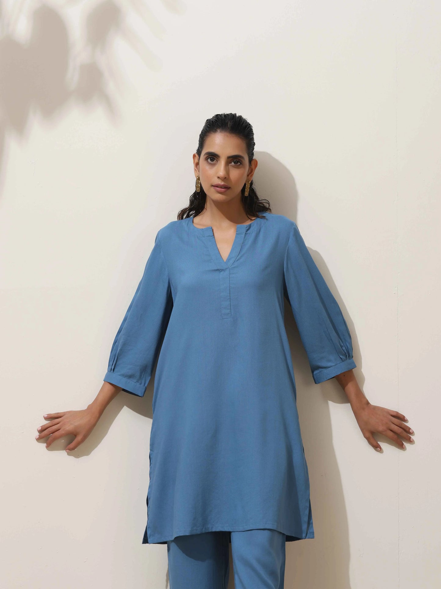 trueBrowns Blue Viscose Co-ord Set - Swadesiicart