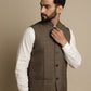 Even Apparels Men's Brown Mandarin Collar Waistcoat | Swadesiicart