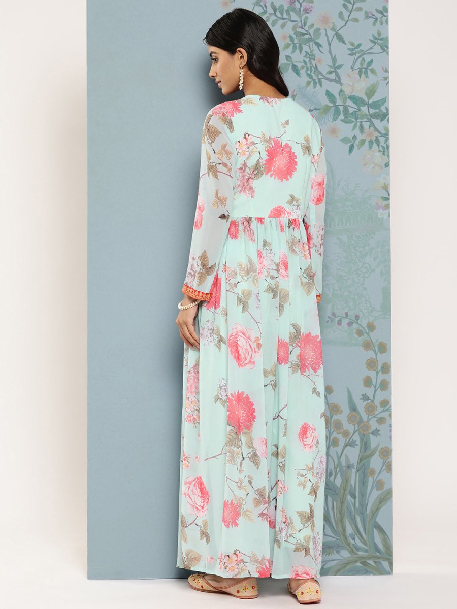 Ahalyaa Floral Printed Empire Kurta With Trousers | Swadesiicart