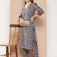 Ahalyaa Women Floral Printed Regular Gotta Patti Kurta with Trousers | Swadesiicart