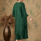 InWeave Women's Pine Green Lurex Flared V Neck Kurta Palazzo Set - Swadesiicart