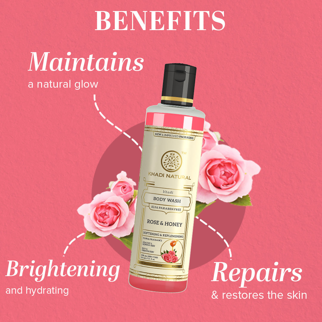 Khadi Natural Rose & Honey Body Wash SLS & Paraben Free - 210ml Sale