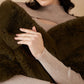 InWeave Women's Mehandi Green Long Faux Fur Cape - Swadesiicart