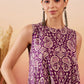 InWeave Dusty Mauve Paisley Round Neck Kurta Short Palazzo Set - Swadesiicart