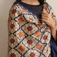 trueBrowns Navy Blue Embroidered Woollen Stole | Swadesiicart