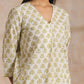 trueBrowns Green Buta On Off-White Block Print Cotton Co-Ord Set - Swadesiicart