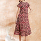 InWeave Women's Wine Ikkat Print A Line Dress - Swadesiicart