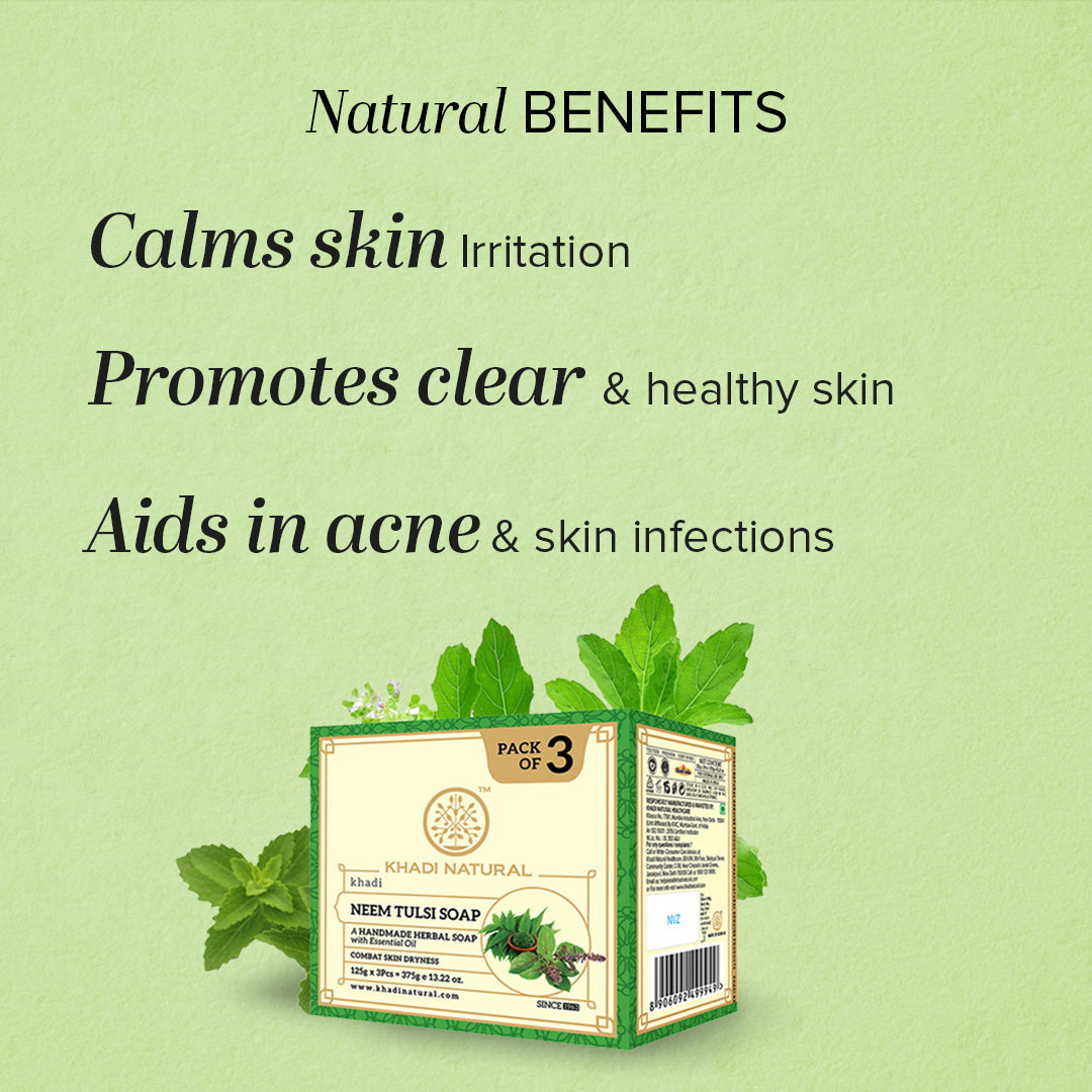 Khadi Natural Herbal Neem Tulsi Soap Combo Pack Of 3 – 125gm Each