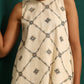 trueBrowns Ivory Rhombus Cotton Sleeveless Co-Ord Set - Swadesiicart
