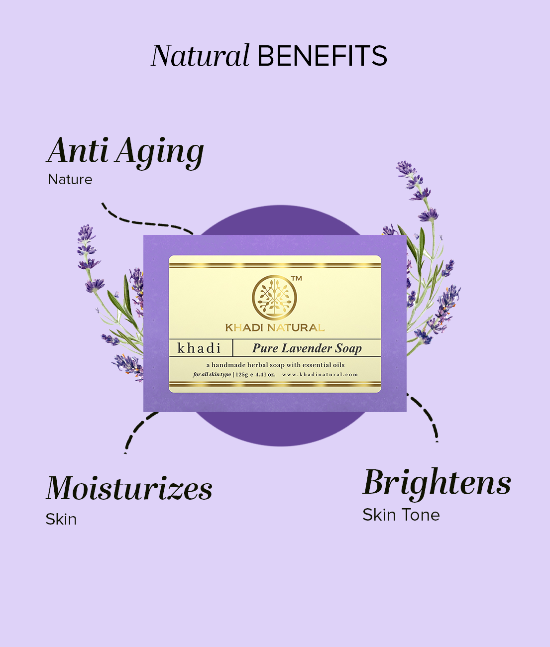 Khadi Natural Herbal Pure Lavender Soap Combo Pack Of 3 – 125gm Each
