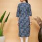 InWeave Women's Ankola Indigo With Tiles Hand Block Print Lace Straight Kurta - Swadesiicart
