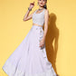 Ahalyaa Blue & White Printed Sequinned Ready to Wear Lehenga & Blouse With Dupatta | Swadesiicart