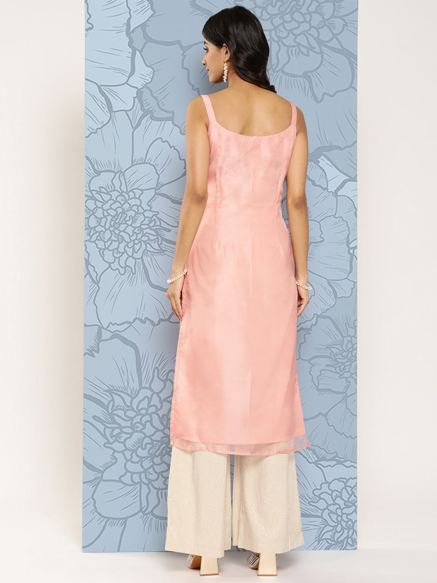 Ahalyaa Polka Dot Printed Organza Kurta | Swadesiicart