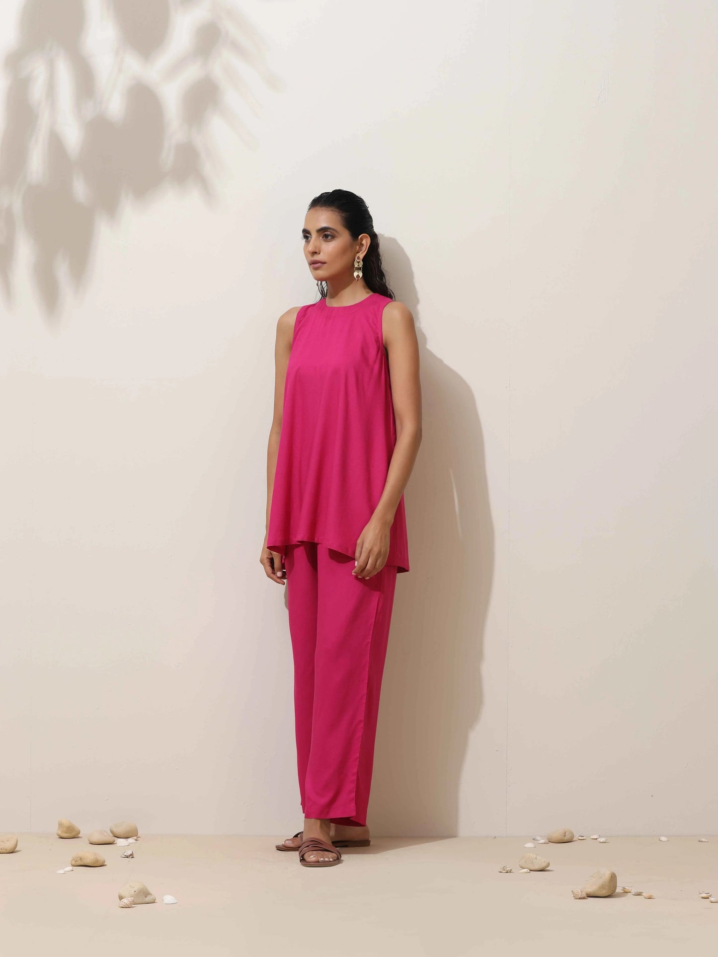 trueBrowns Pink Viscose Co-ord Set - Swadesiicart