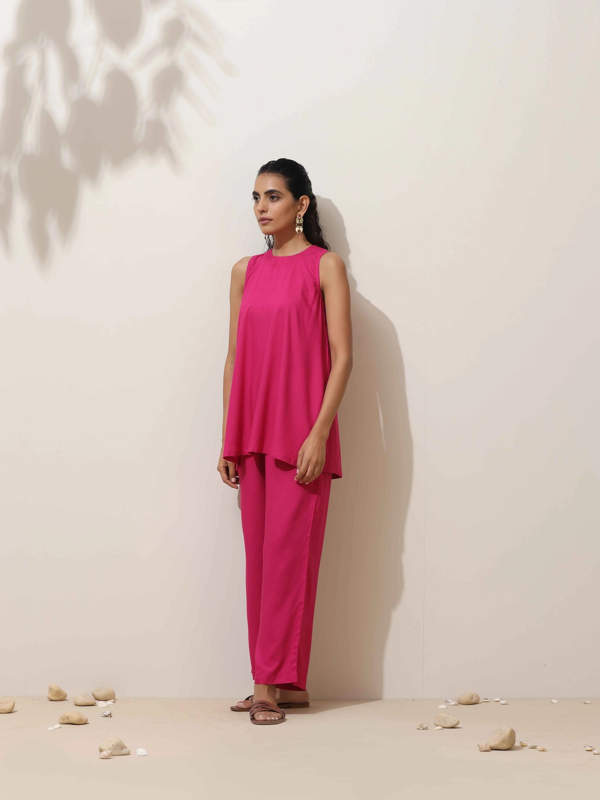 trueBrowns Pink Viscose Co-ord Set - Swadesiicart