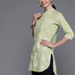 Ahalyaa Mandarin Collar Floral Printed Tunic with Lace Inserts Detail | Swadesiicart