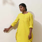 trueBrowns Lime Cotton Linen Kurta Co-Ord Set - Swadesiicart