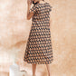InWeave Women's Black Small Paisley Kalamkari A Line Dress - Swadesiicart