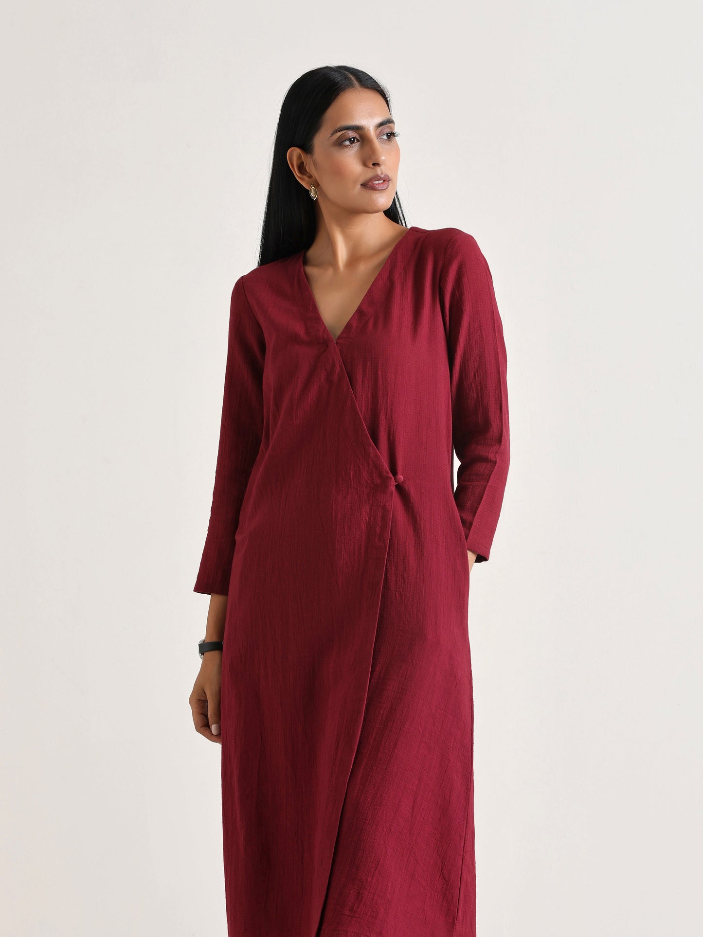 trueBrowns Maroon Angrakha Kurta Set | Swadesiicart