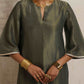 trueBrowns Green Tissue Kurta Set | Swadesiicart