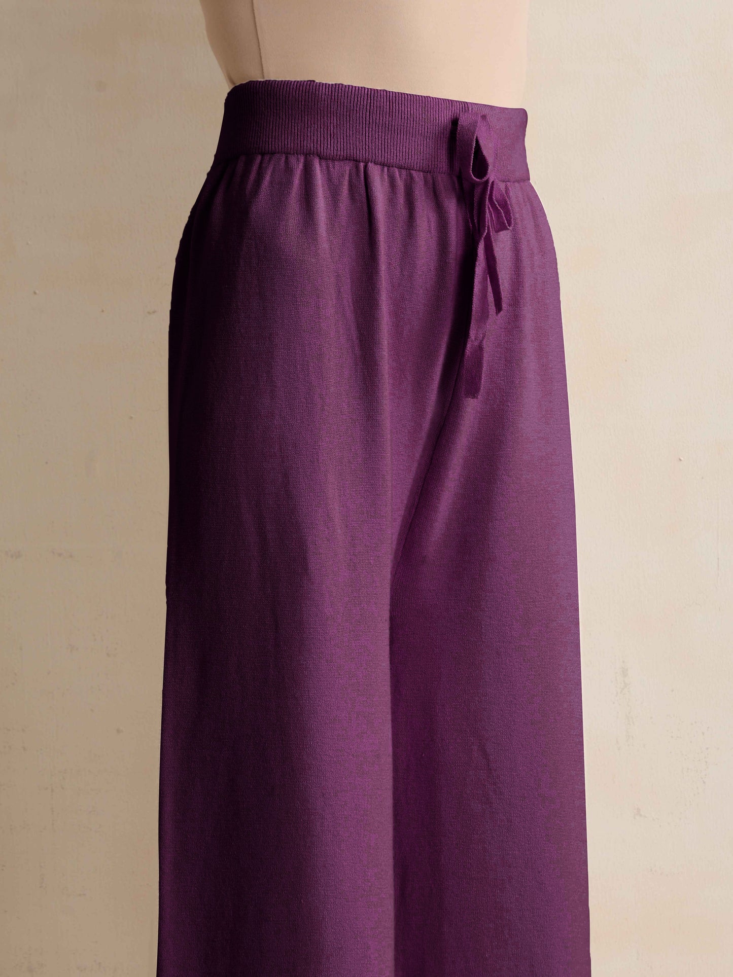 trueBrowns Purple Woollen Flared Pants | Swadesiicart
