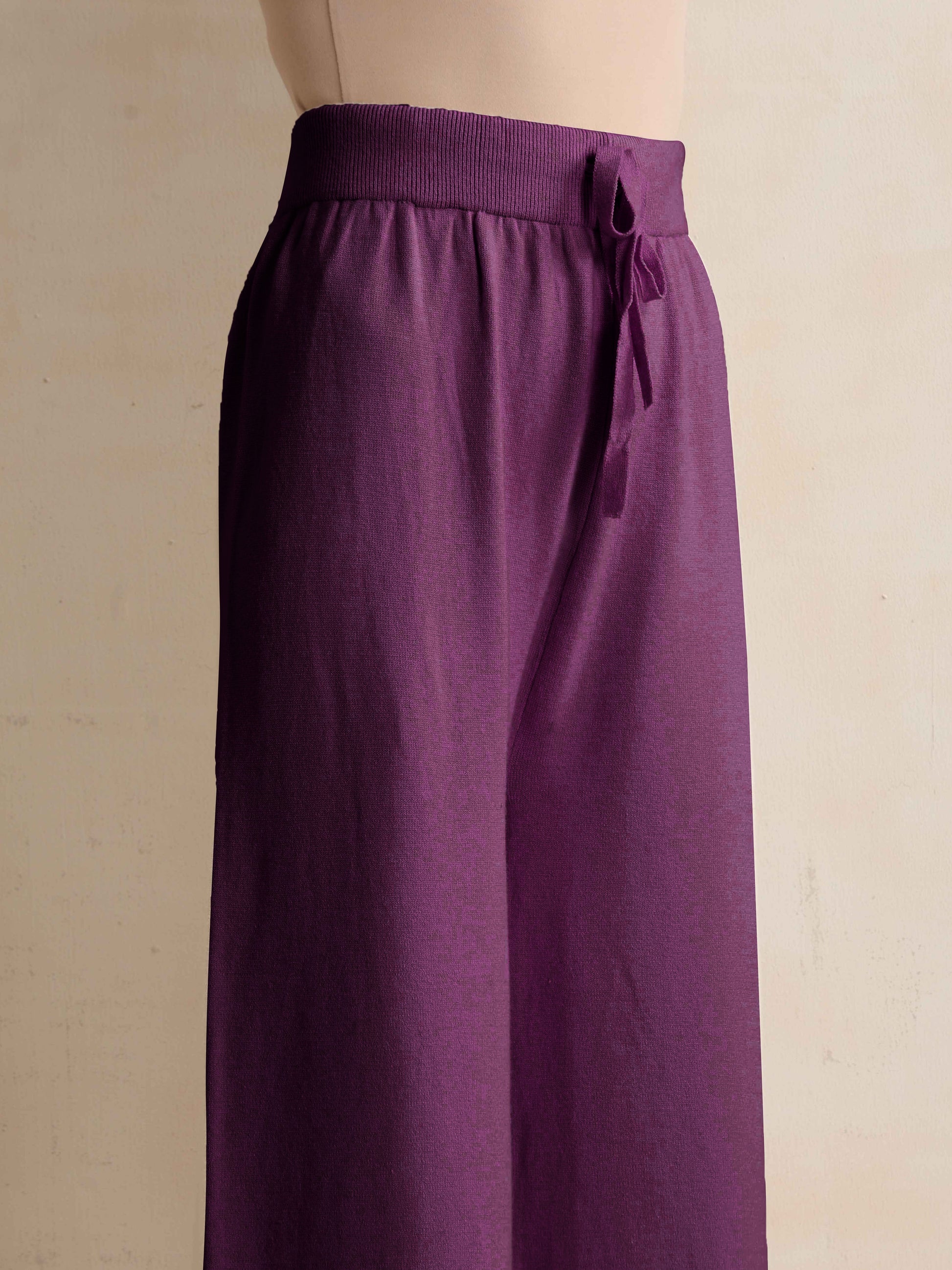 trueBrowns Purple Woollen Flared Pants | Swadesiicart
