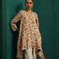 trueBrowns Off white Floral Jaal Muslin Silk Printed High Low Co-ord Set - Swadesiicart