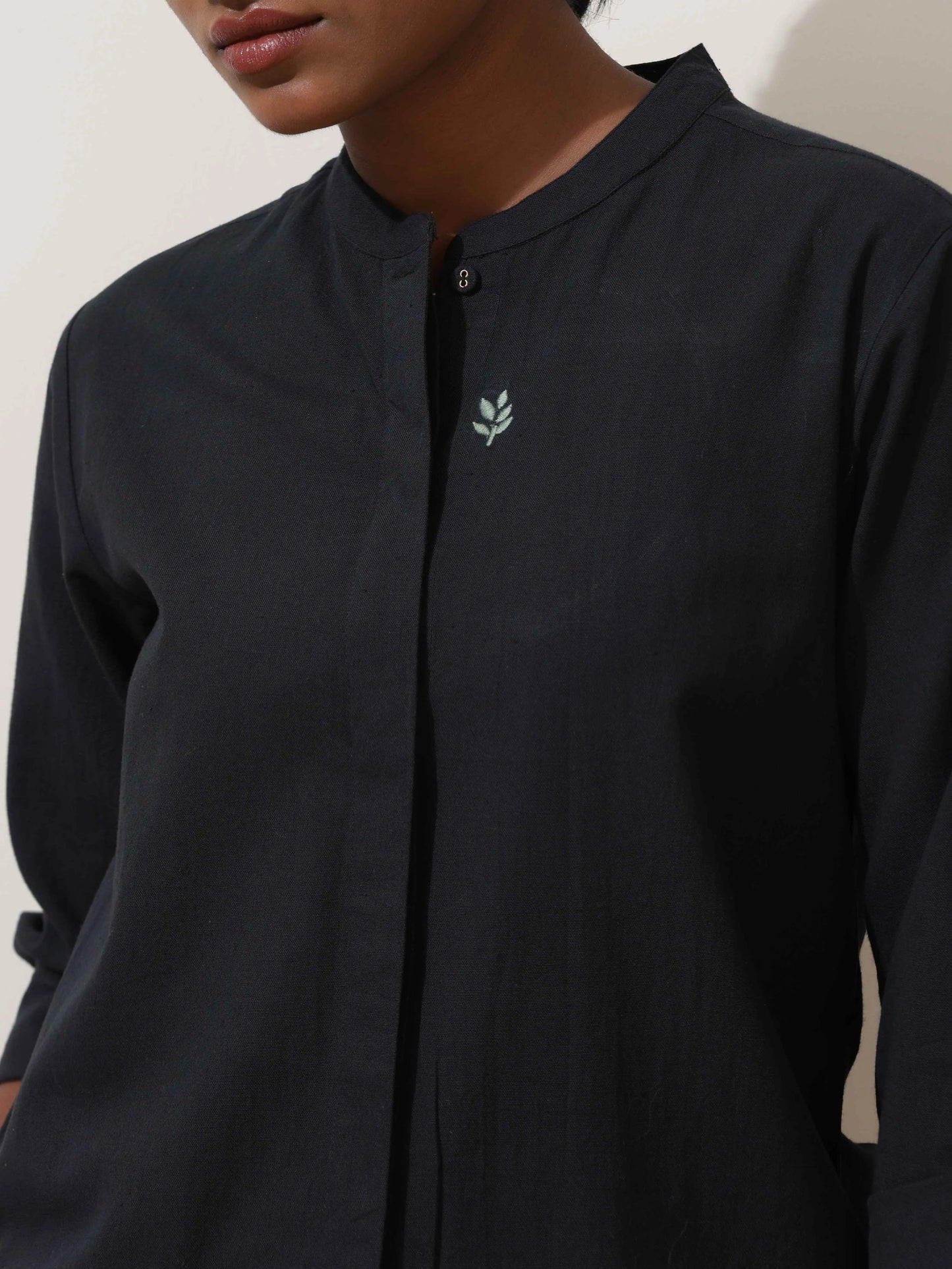 trueBrowns Black Cotton Linen Co-Ord Set - Swadesiicart
