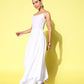 InWeave Women's Cream Strappy Kurta Set With Pink Organza Cape - Swadesiicart