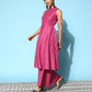 InWeave Women's Pink Lurex Boho Sleevless Kurta Set - Swadesiicart