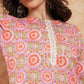 InWeave Women's Mauve Floral Jaal Gota Work Straight Kurta Pant Set - Swadesiicart