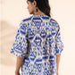 trueBrowns Blue Cotton Ikat High-Low Kurta Pant Set | Swadesiicart