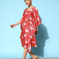 InWeave Women's Bright Pink Indian Bull Print Kaftan - Swadesiicart