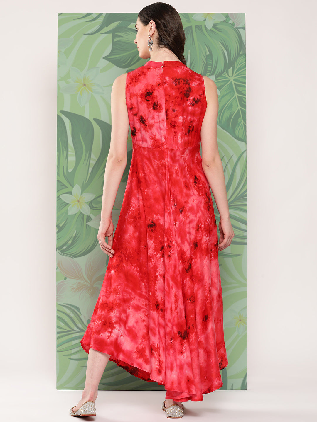 InWeave Women's Red Tie And Die Dress - Swadesiicart
