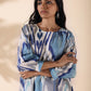 trueBrowns Blue Cotton Ikat Short Co-ord Set - Swadesiicart