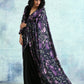 trueBrowns Black Printed Velvet Ready to Wear Saree | Swadesiicart