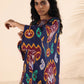 trueBrowns Purple Cotton Ikat Kaftan Co-ord Set - Swadesiicart